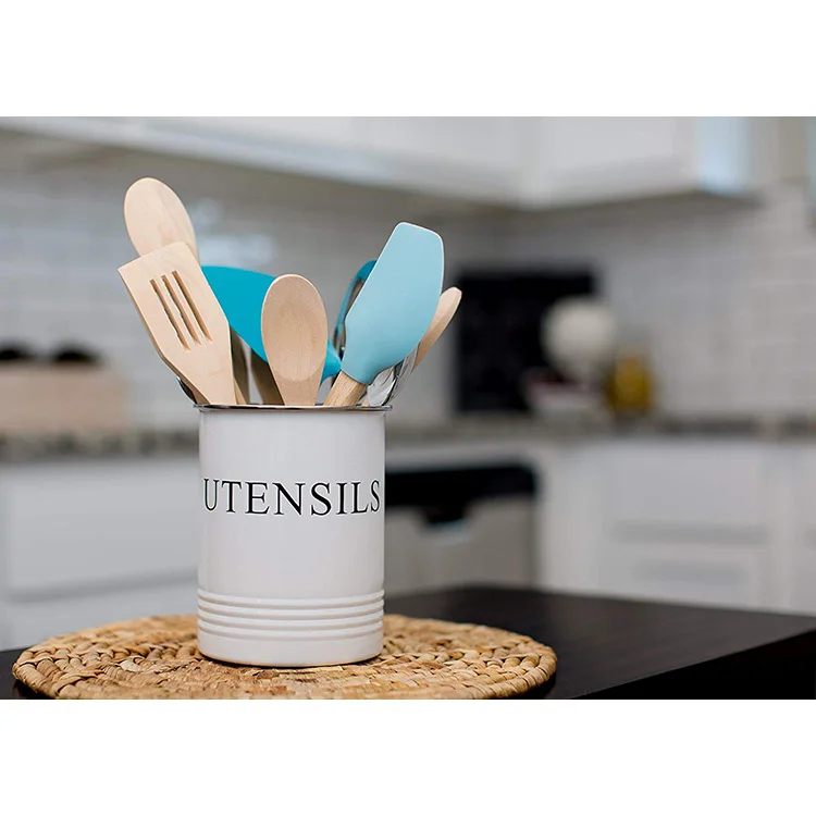 Держатель для кухонной утвари-Декор для дома в фермерском стиле-Белый Органайзер-отлично подходит для больших инструментов для приготовления пищи