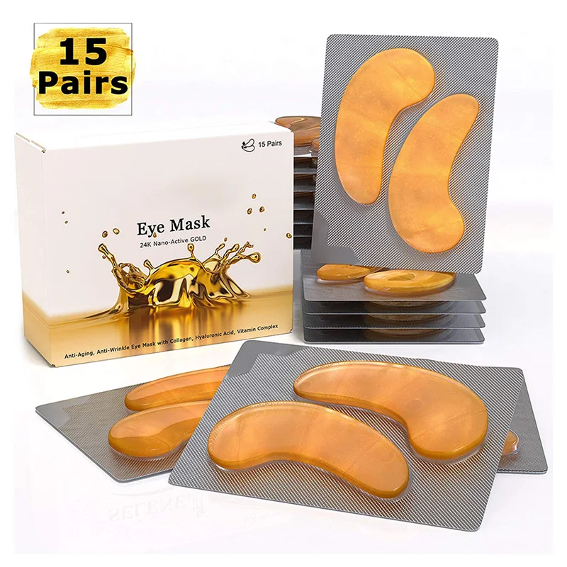 Private Label Hydrogel Anti Aging Hydrating Dark Circles Crystal Collagen 24K Gold Under Eye Mask