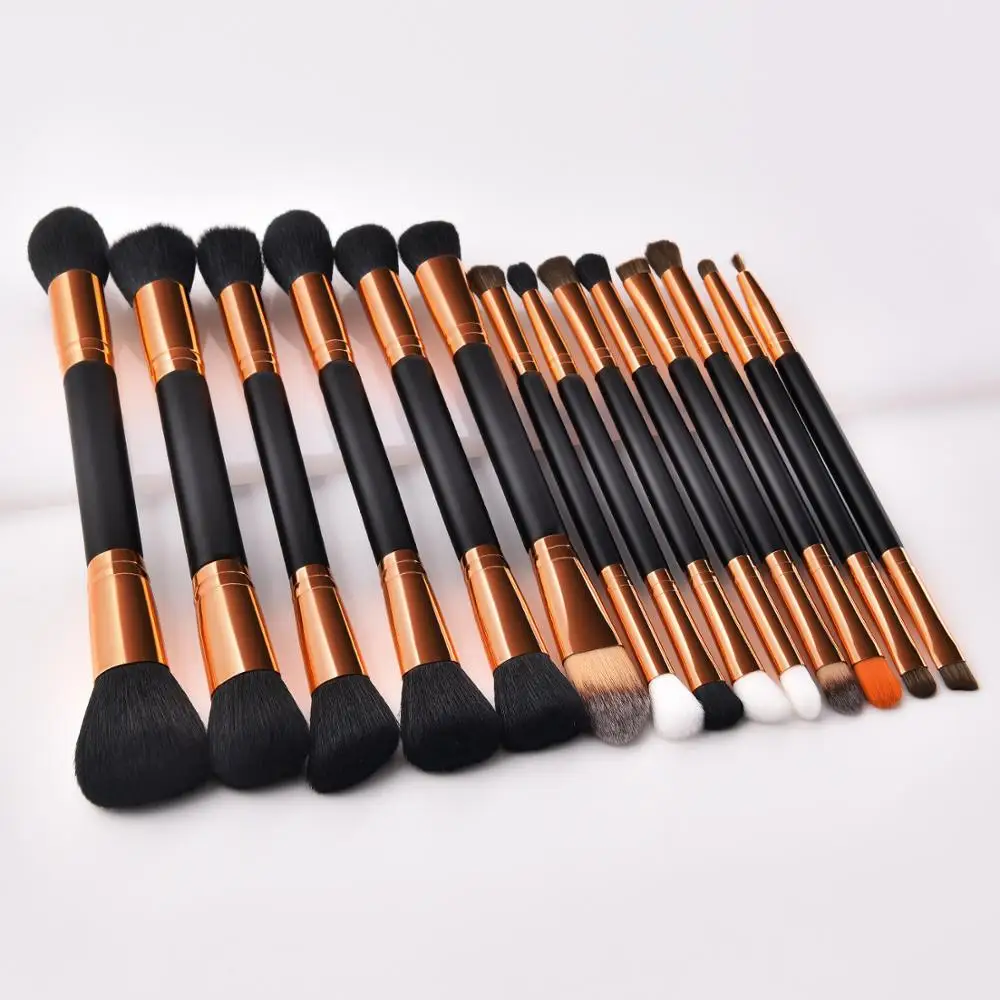 14pcs Two Double Side Head Black Gold Maquillaje Beauty Needs Makeup Brush Set