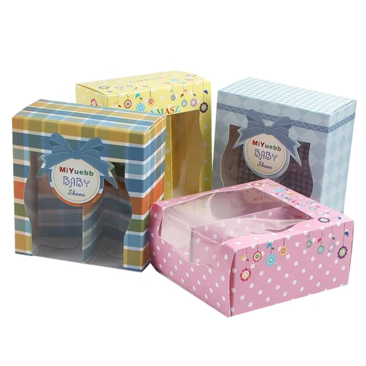 Wholesale Paper Packaging Baby Shoes Display Gift Box With Pvc Window