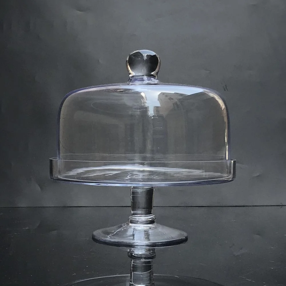 
handmade larger big size Clear Crystal Glass cake cover set for wedding cake stand with domed cover lid 