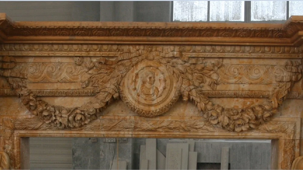 Antique Design Chinese Rusty Freestanding Marble Fireplace Mantel Surround