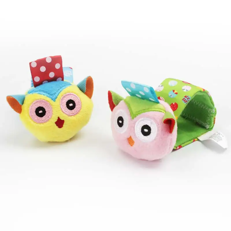 4PCS owl animal baby wrist rattles and socks stimulation plush soft toy K046E