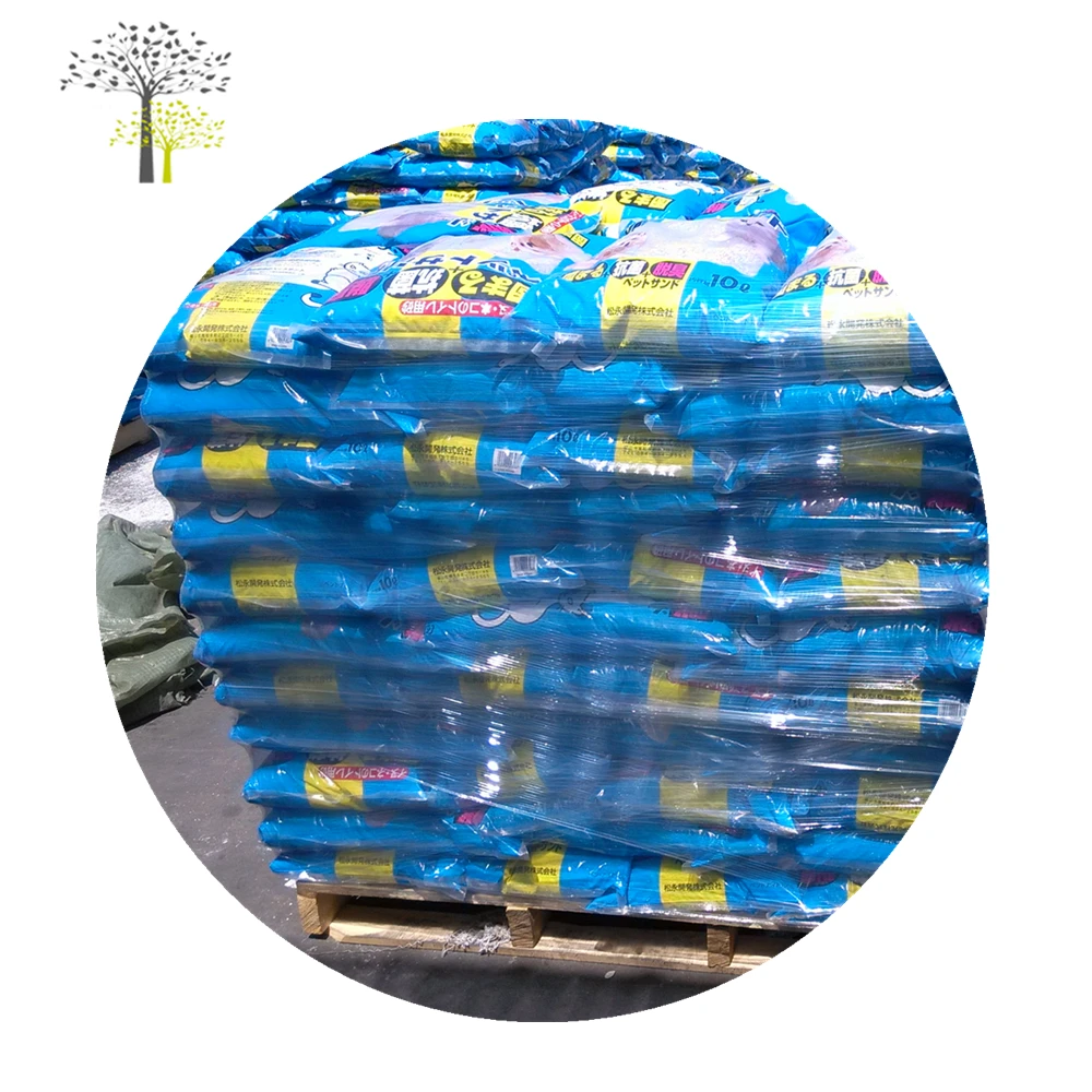 Granular colored clumping mineral cat sand with fruit scent