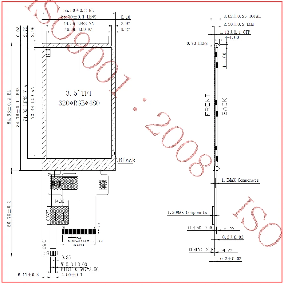  ЖК-модуль 3 5 дюйма 320x480 IPS TFT интерфейс MCU/SPI/RGB полный угол обзора с емкостным сенсорным