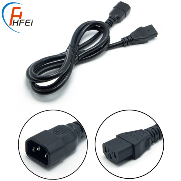 HF male connector electric ac power cable for computer power cord c13 to c14 cables