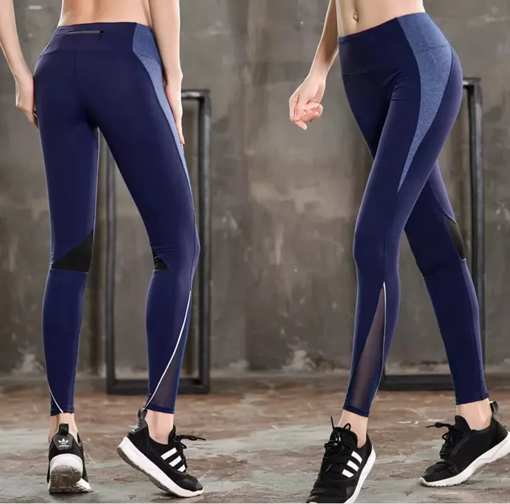 
Модные блестящие облегающие Женские Леггинсы для бега в тренажерном зале с сетчатыми вставками 