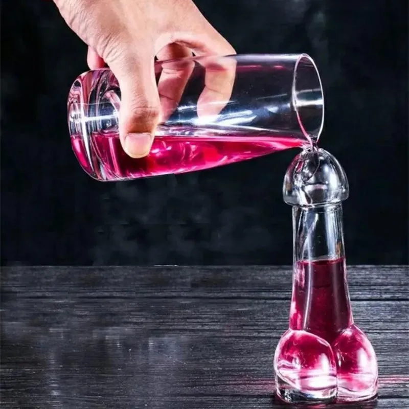 UCHOME 100ml creative penis shape glass bottle, bar ware dick cocktail glass