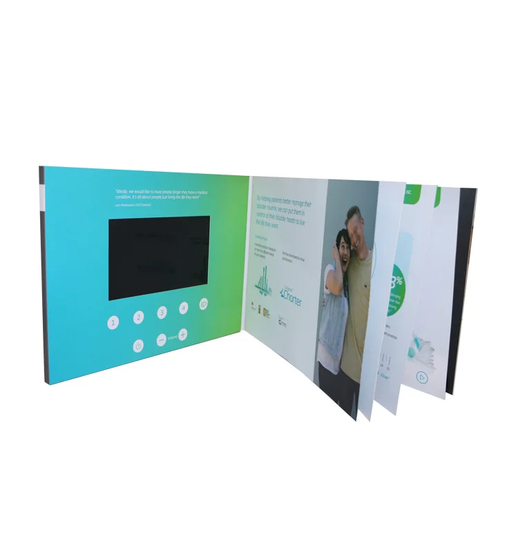 
7 inch promotional blank invitation digital brochure books advertising marketing lcd video screen book 
