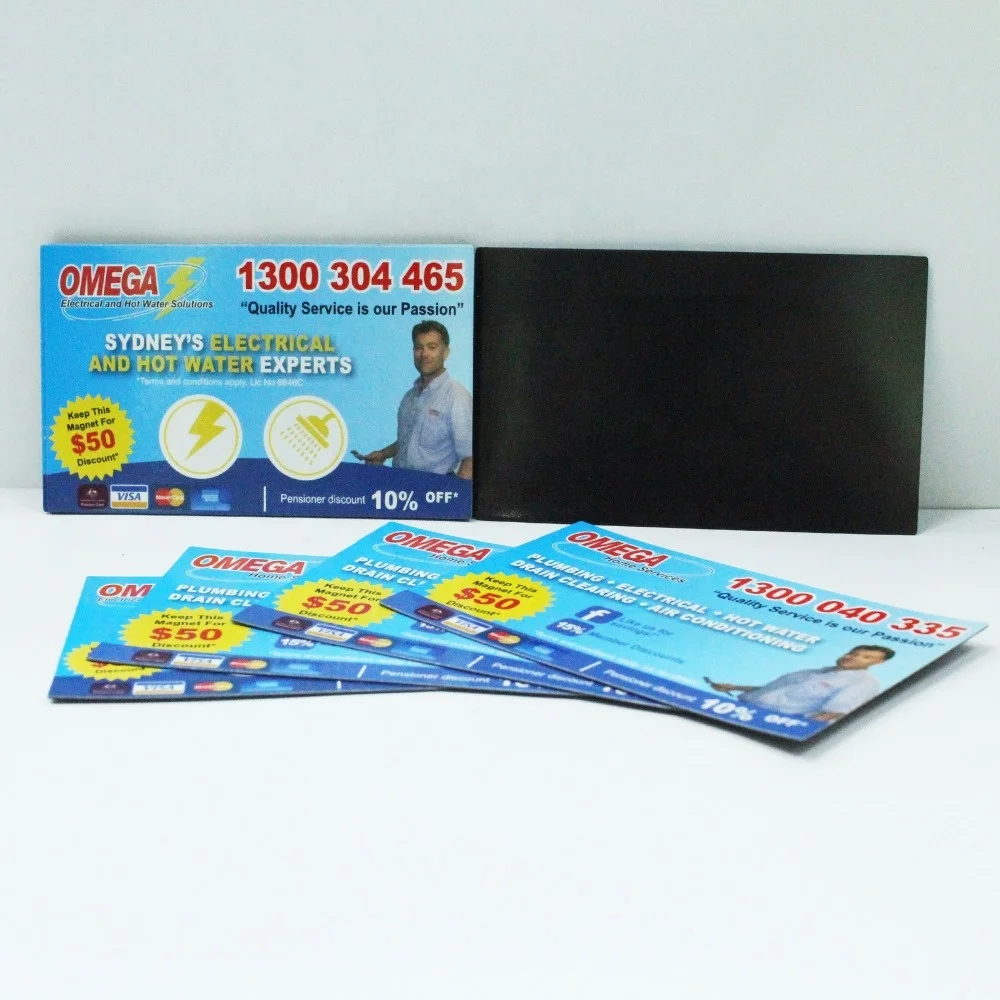 Custom Magnet Manufacturer Plumbing Promotional Advertising Magnetic Business Card Flat Paper Fridge Magnet