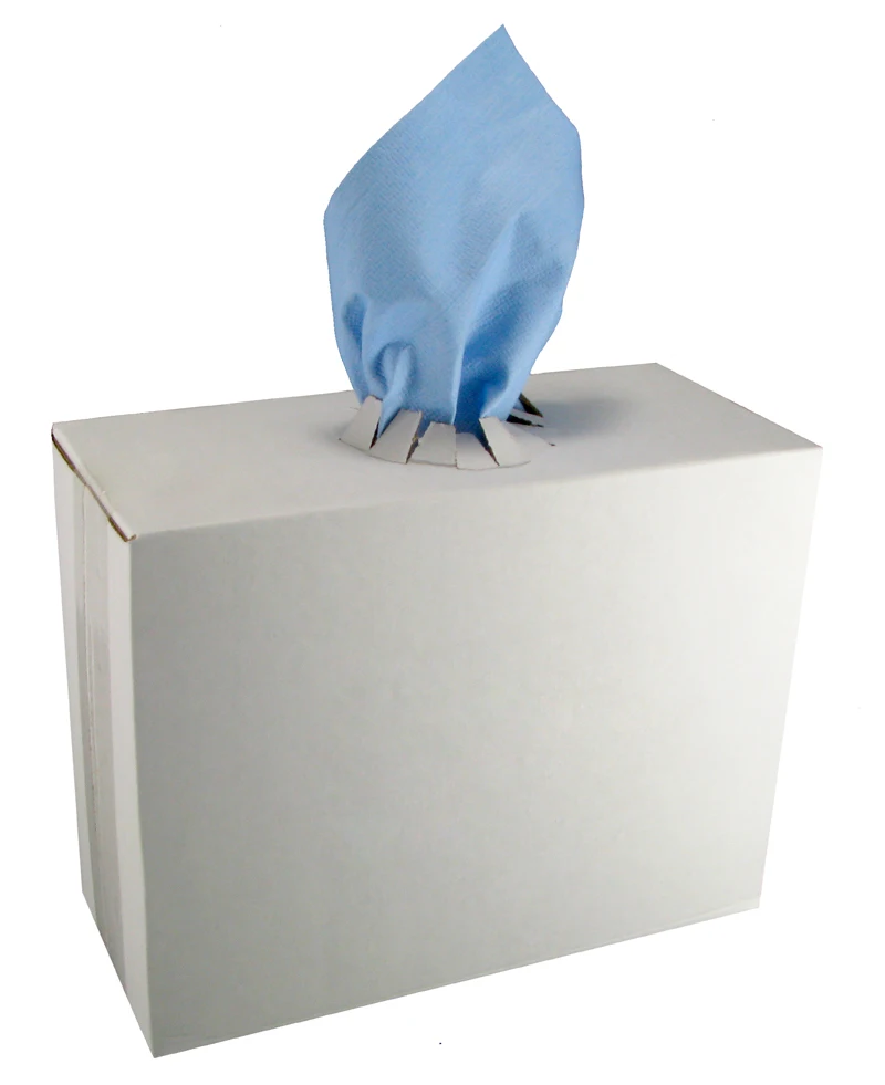 Blue Shop Towels Multi Purpose Clean Up Wipes Spunlace in Pop up Dispenser Box