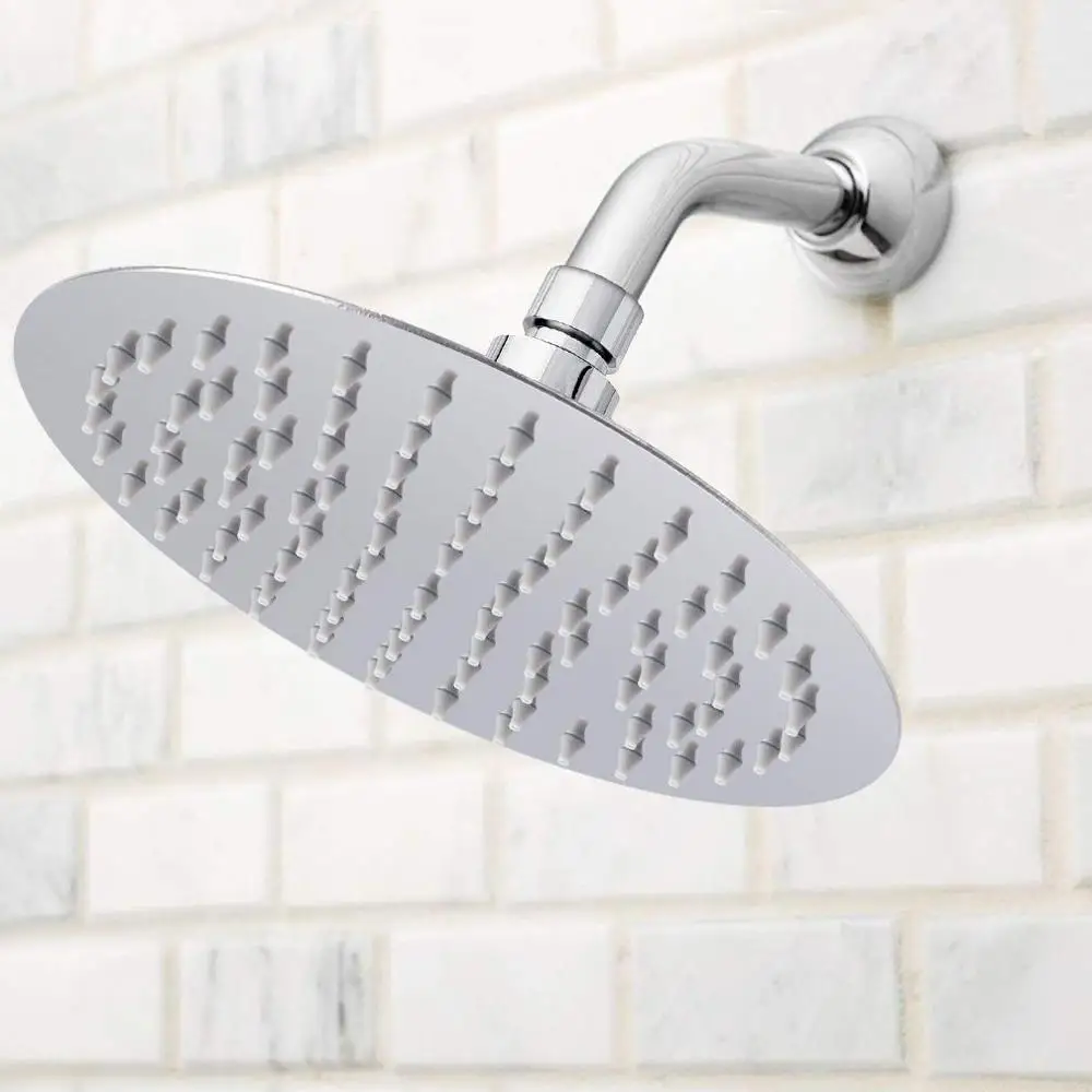 HIGH PRESSURE Stainless Steel Rainfall Shower Head, 8 Inch, Ultra-Thin Pressure Boosting, Awesome Shower Experience Even At L