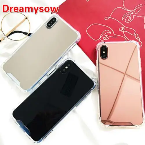 Custom Mirror Anti Shock TPU Phone Case Full Protective Back Cover Mirror Case for iPhone XR XS Max XS X 8 7 6 Plus
