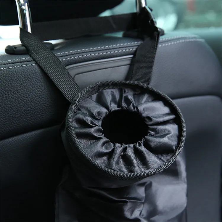 Waterproof foldable car seat back headrest hanging trash garbage storage organizer bag for auto cleaning