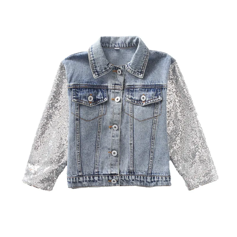 Unicorn Denim Jacket for Girls Coats Children Clothing Autumn Baby Girls Clothes Outerwear Sequined Jean Jackets for Child Girls