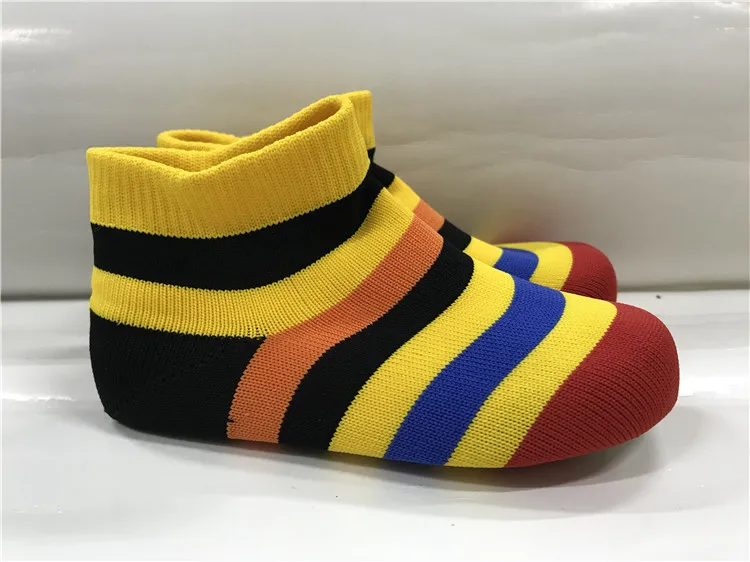 Customized warm nice stripes kids baby sock shoe home sock shoes upper