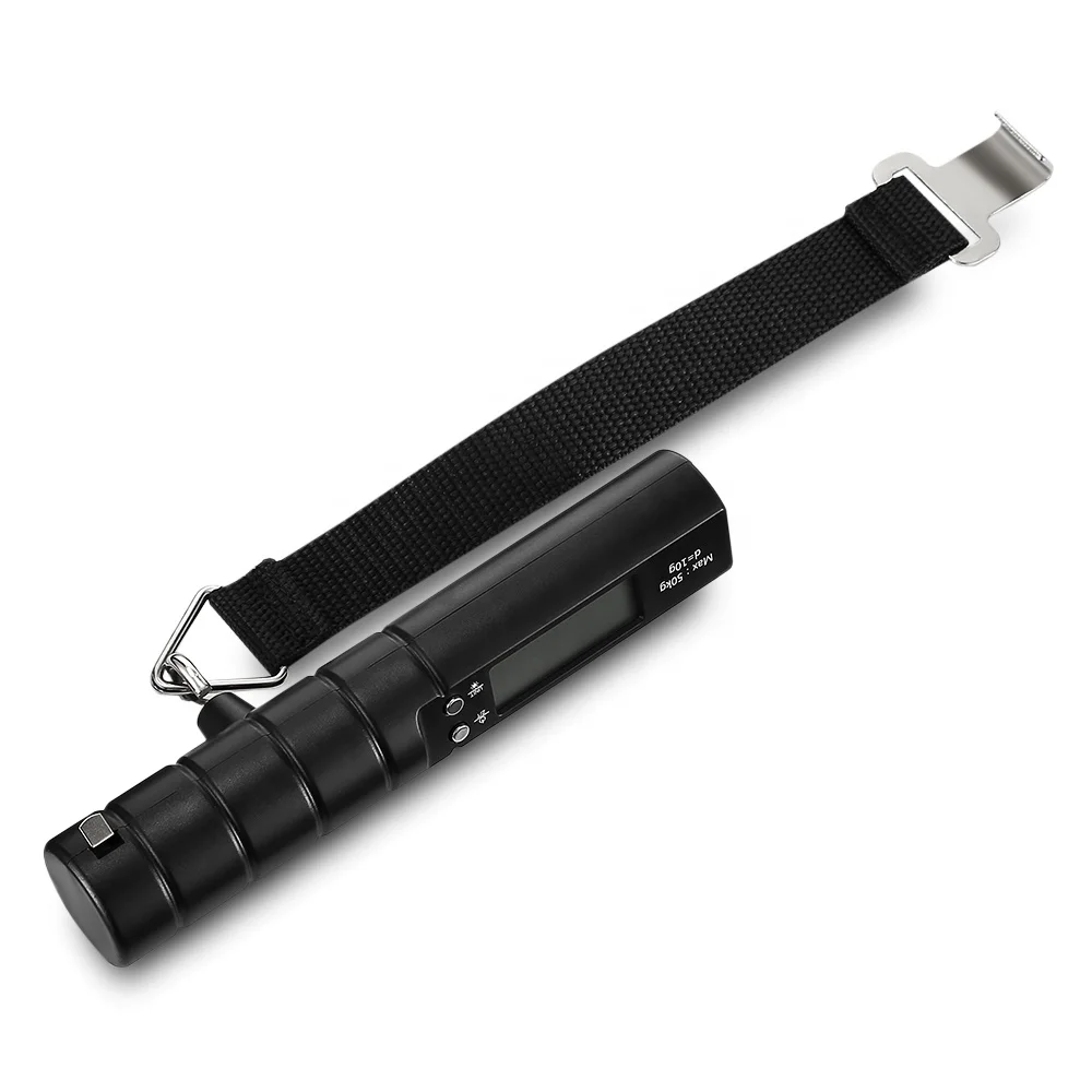 Multifunction lcd backlight hanging fishing scale with tape measure and flashlight capacity max 110lb Scale