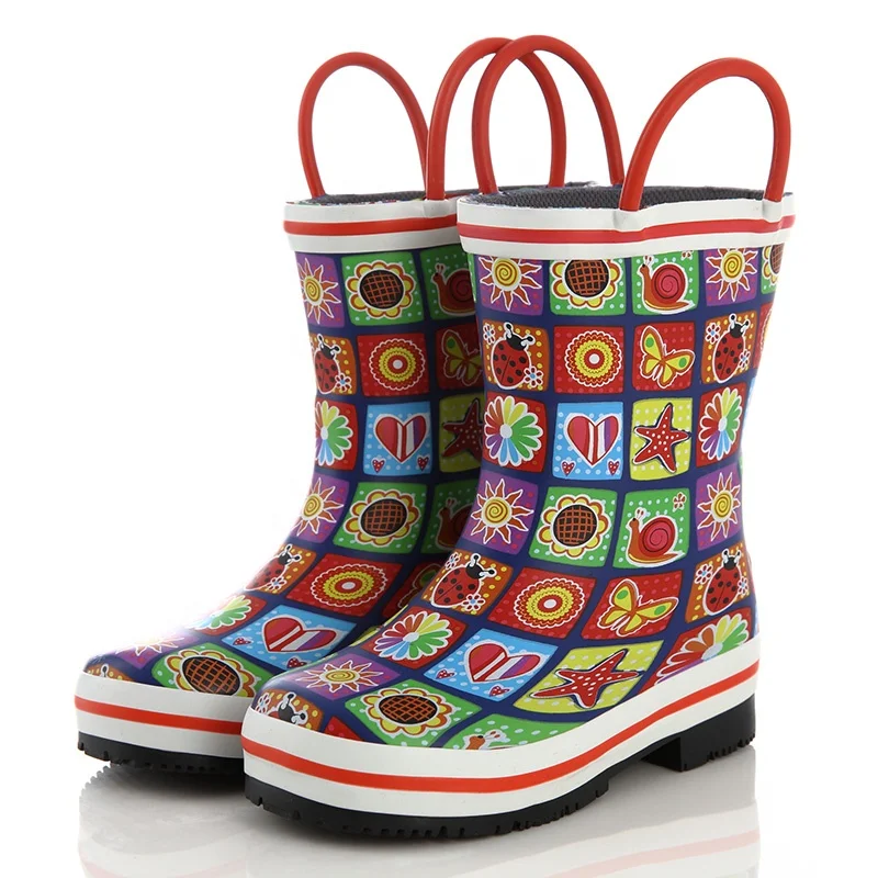 
Wholesales spaceship printed lovely boys rubber boots blue rubber baby rain boots 