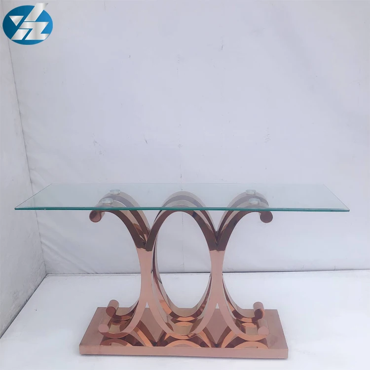 Bigger size tempered glass stainless steel dining table