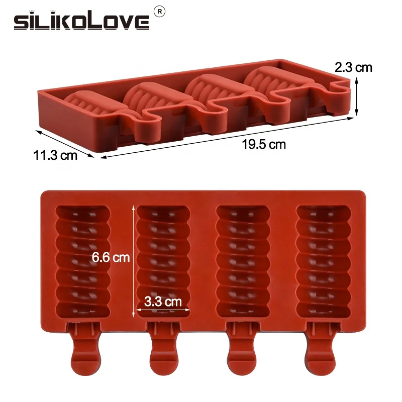 SILIKOLOVE Ice Cream Molds Ice Moulds Freezer Creamy Ice Bar Molds Juice Popsicle Homemade Food Grade Silicone Eco-friendly LFGB