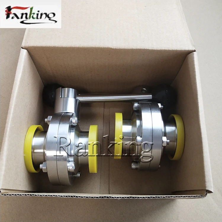 piperoll stainless steel SUS304 2-1/2' Clamped Sanitary Butterfly Flow Control Valve