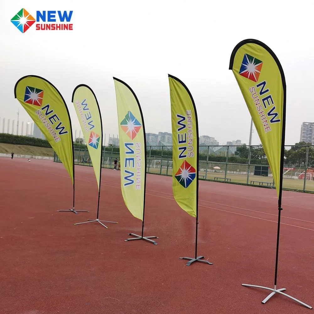 Single side print custom promotion advertising outdoor flying teardrop  feather beach flag banner