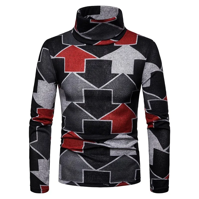 Custom Logo Autumn Winter Warm  High-collar  Men Sweater