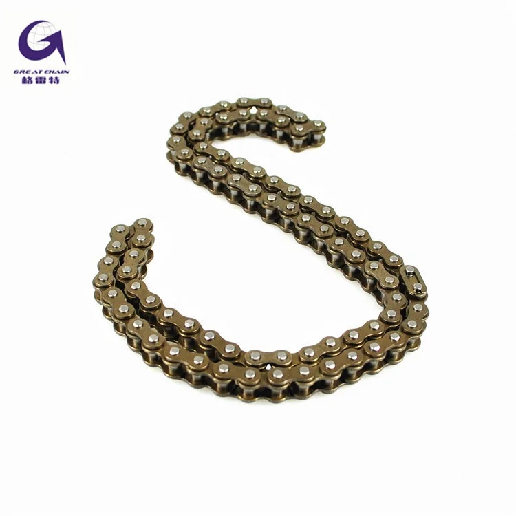Copper plated Motorcycle Chains high quality simplex 40Mn  25H-1*62 Link Roller transmission bicycle chain Motorcycle