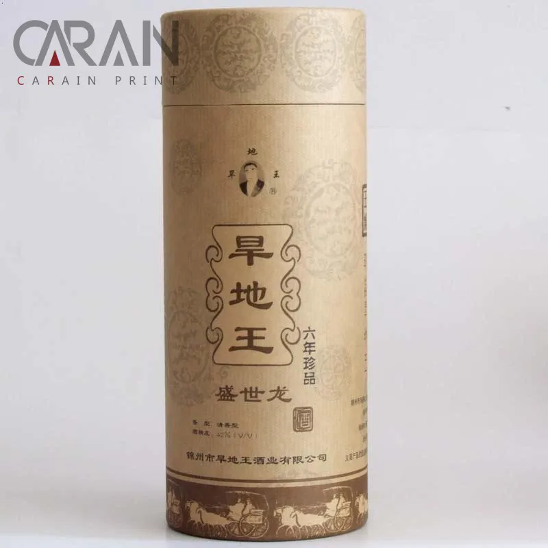 
Color printed black matte round 500ml bottle package paper tube 