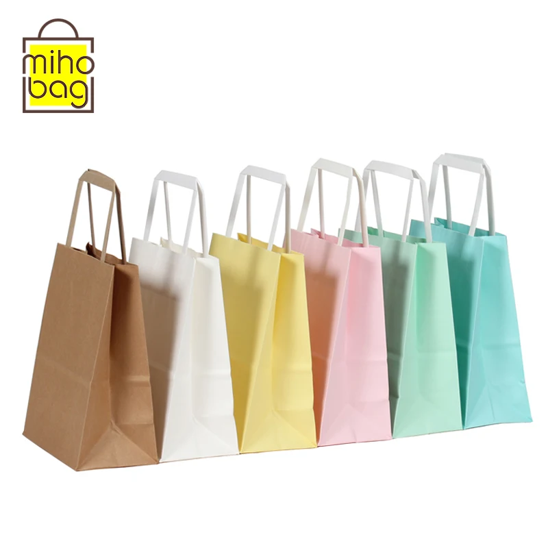green product handbag Customized shopping kraft paper bag with logo