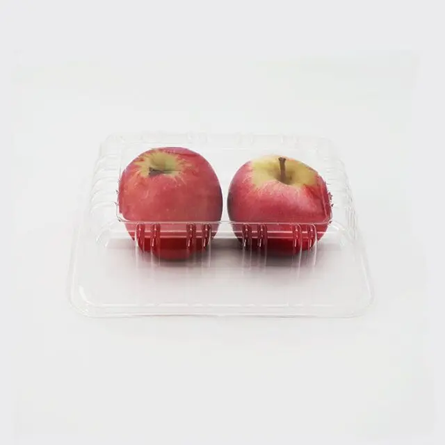 Custom Clear Fruit Punnet Disposable PET Plastic Strawberry Clamshell Packaging Box