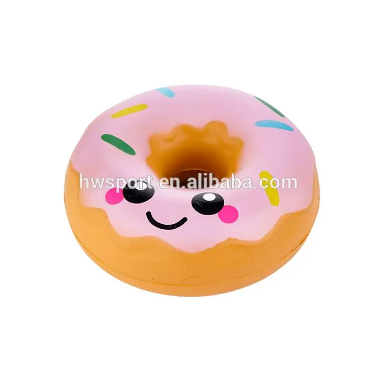 China hot sale cheap educational pressure release Kawaii rainbow color Donuts Squishy toy slow rising pu stress squeeze toys