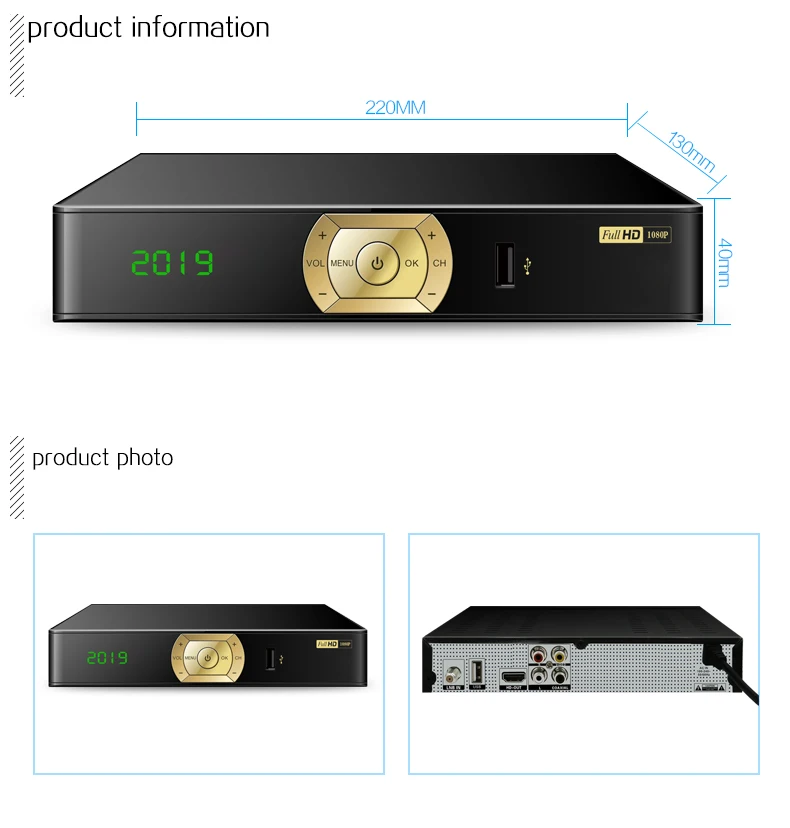 Black Outlook DVB S2 HD Satellite Receiver DVB-S2 Set Top Box TV Digital TV Receiver