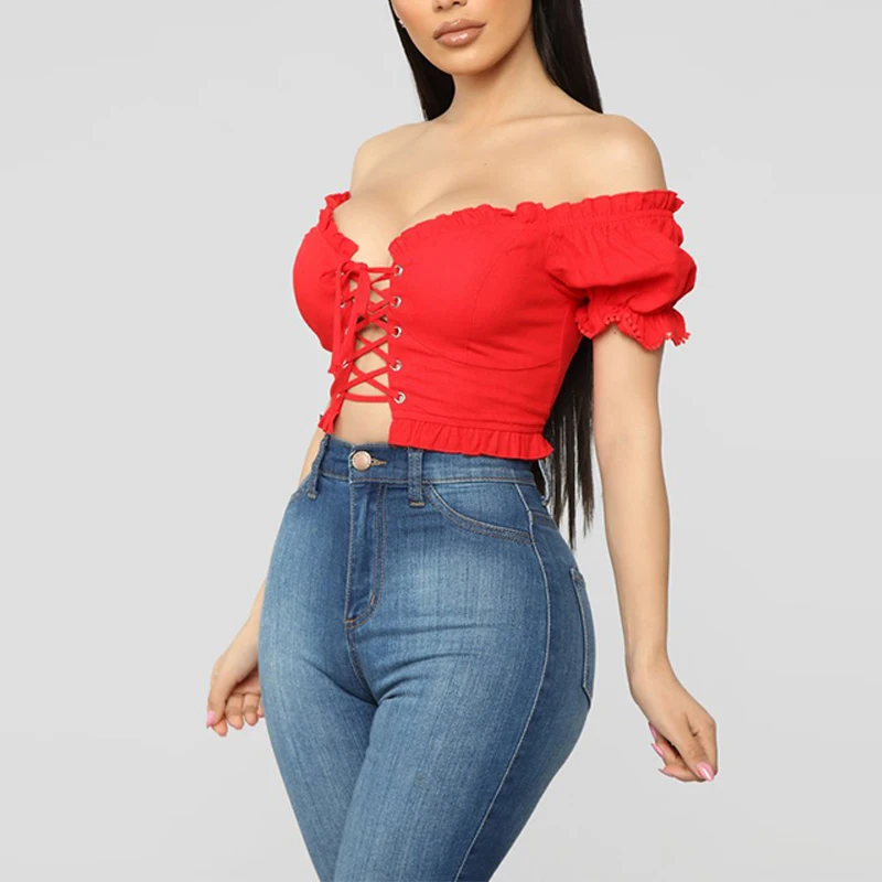 
Summer Women Crop Tops Fitness CropTops Blouse 