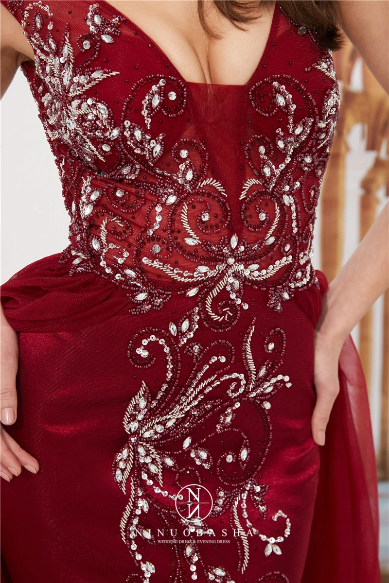 Luxury Elegant Heavy Crystal Beaded Gown Sleeveless Evening Gown Long Skirt Women Dresses