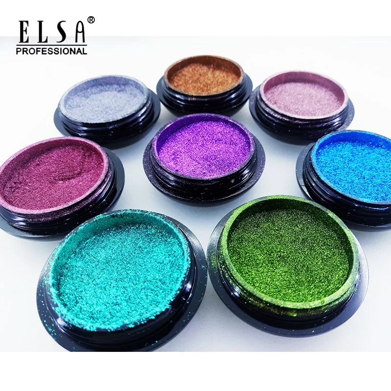 
ELSA Super Shine Nail Glitters Mirror Titanium Powder Rose Gold Silver Metallic Manicure Nail Art Decoration 