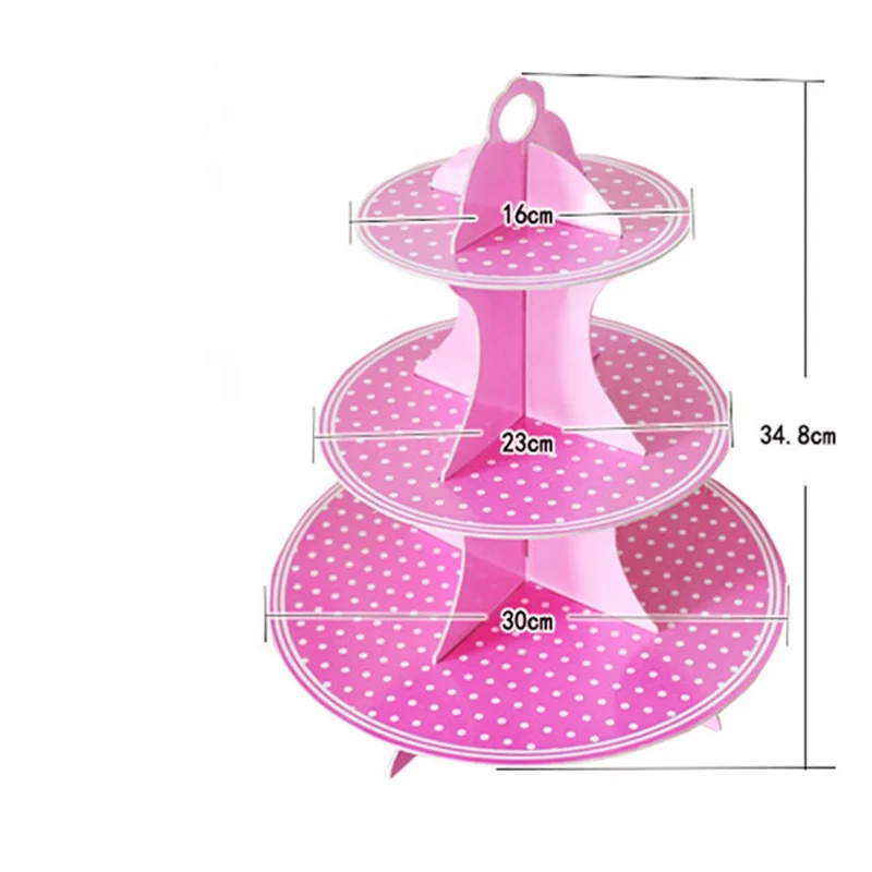 3 Tier Disposable Round Afternoon High Tea Wedding Cupcake Display Cardboard Paper Cake Stand