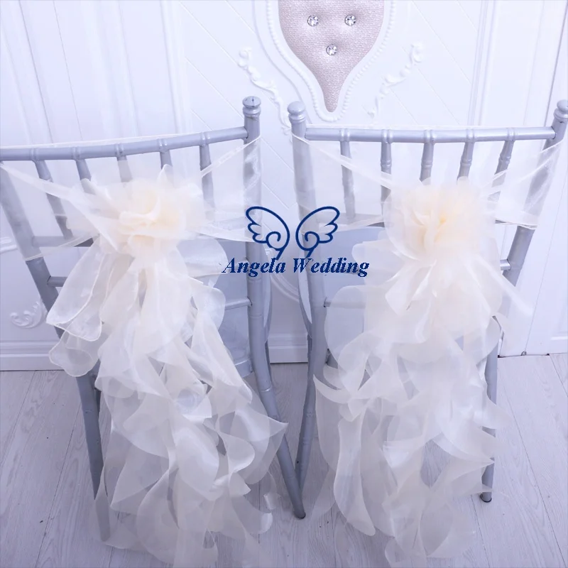 CH098E, готов к отправке, красивая органза цвета шампанского, кудрявый Ивовый стул, створки для свадьбы