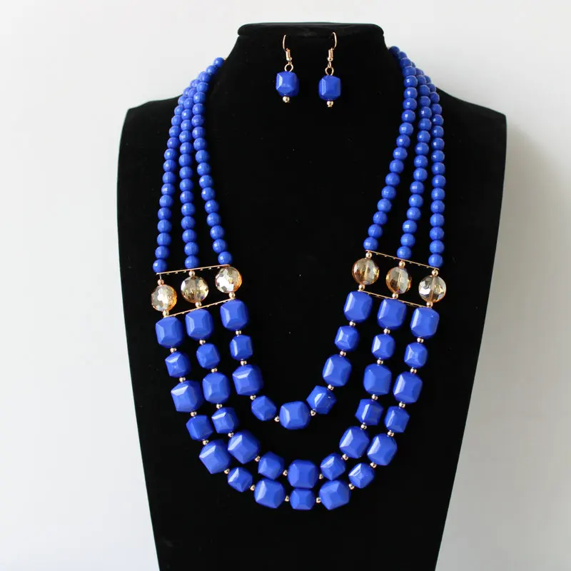 2019 New design african women statement costume colorful beaded necklace set jewelry