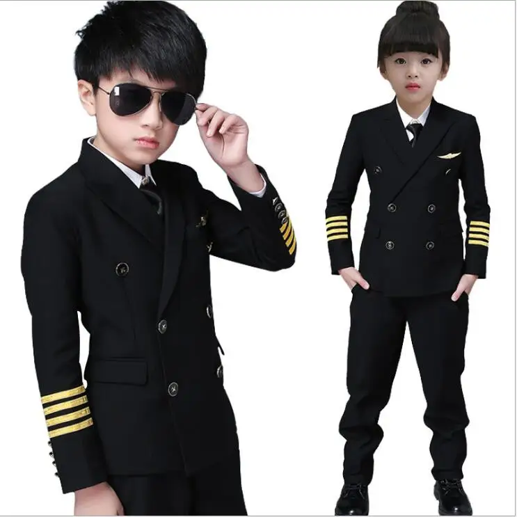 Hot selling kids boy airline pilot uniform dress suit for kids
