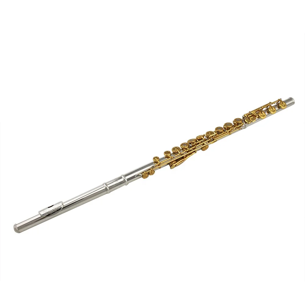 High Grade 17 open hole Silver plated body Gold plated key flute