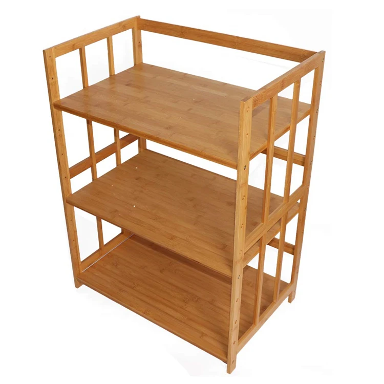 Multi-Tier Bamboo Rack Kitchen Storage Shelves