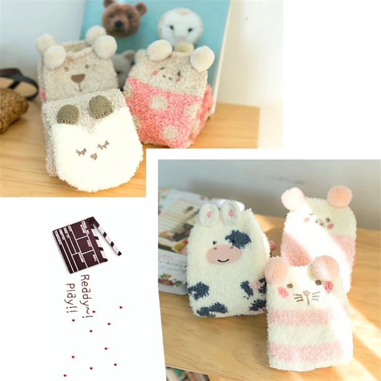 Wholesale coral fleece custom warm fuzzy socks and soft women socks