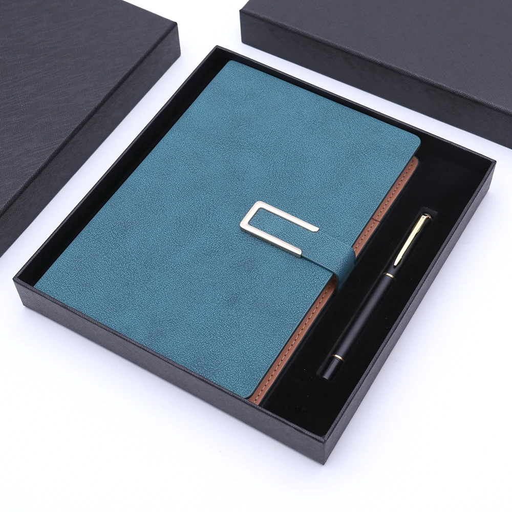 
A5 PU leather hardcover business pen and notebook boxed gift set with custom logo for promotion 