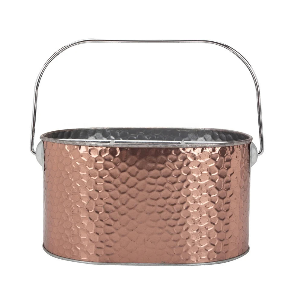 Colorful Green Metal Divided Storage Bucket Jar Utensil Caddy with 4 slots