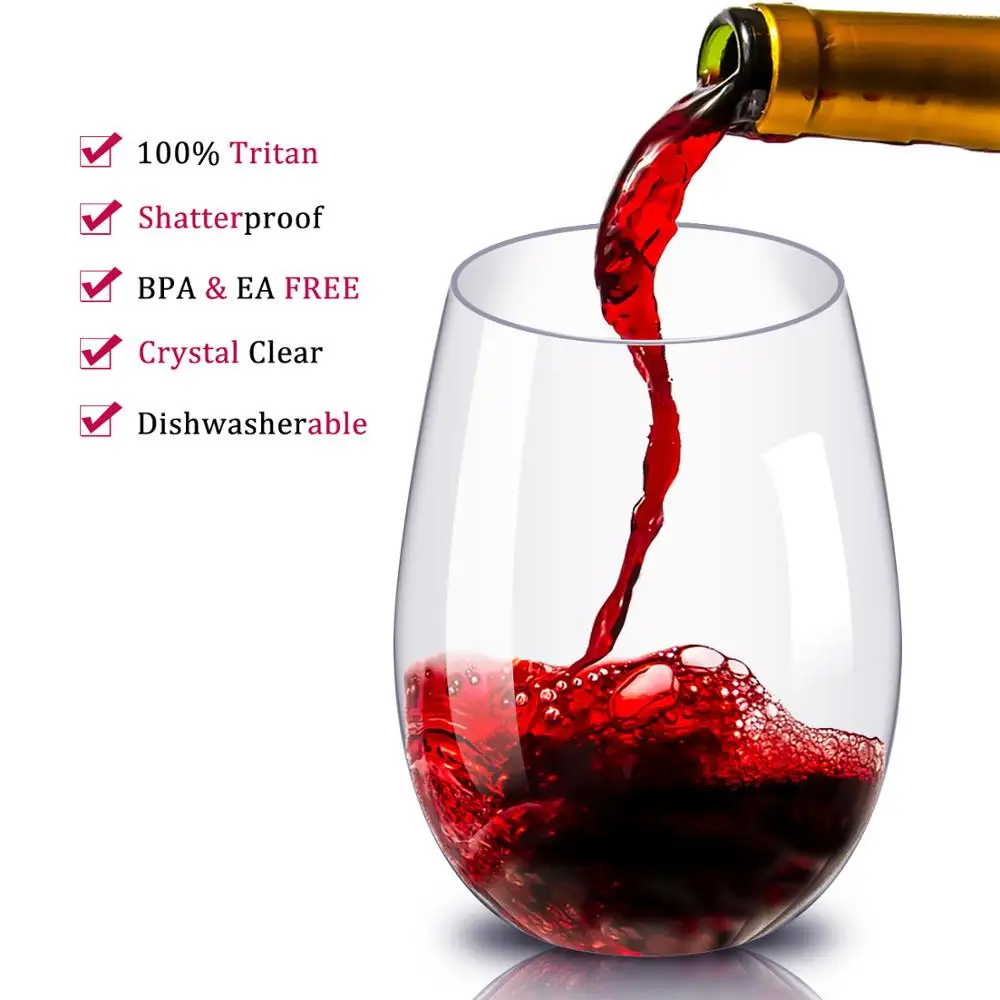 Customized logo promotional  gifts maximize enjoyment perfect fit drinking stemless 14oz 16oz clear glass wine bottles