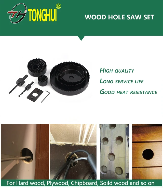 12PCS Low MOQ Black Hex Wrench Woodworking Tools Wood Hole Saw Sets