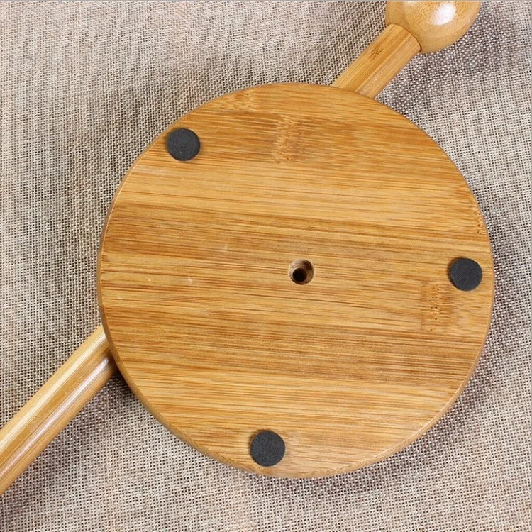 2024 Big Kitchen Bathroom Toilet Standing Rack Natural Wooden Bamboo Tissue Roller Paper Towel Holder