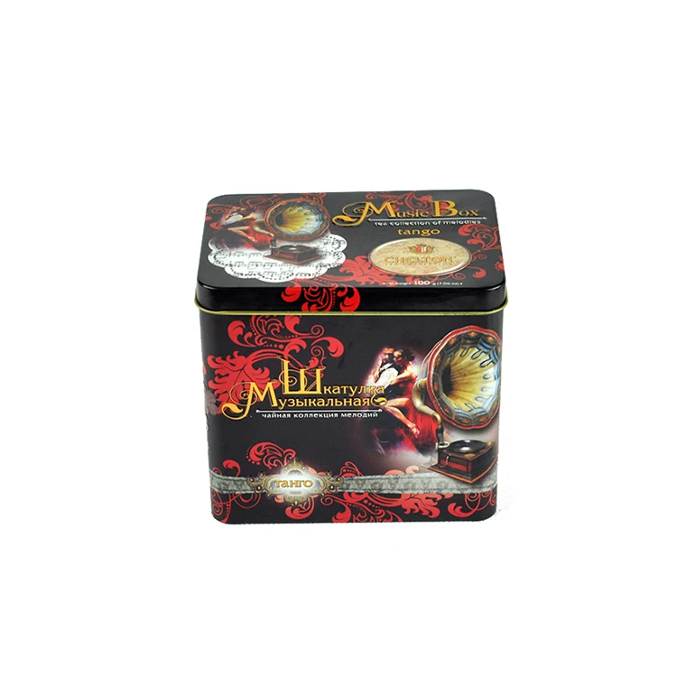 Custom decorative printed cookie packing tin box wedding favors DIY music for sale