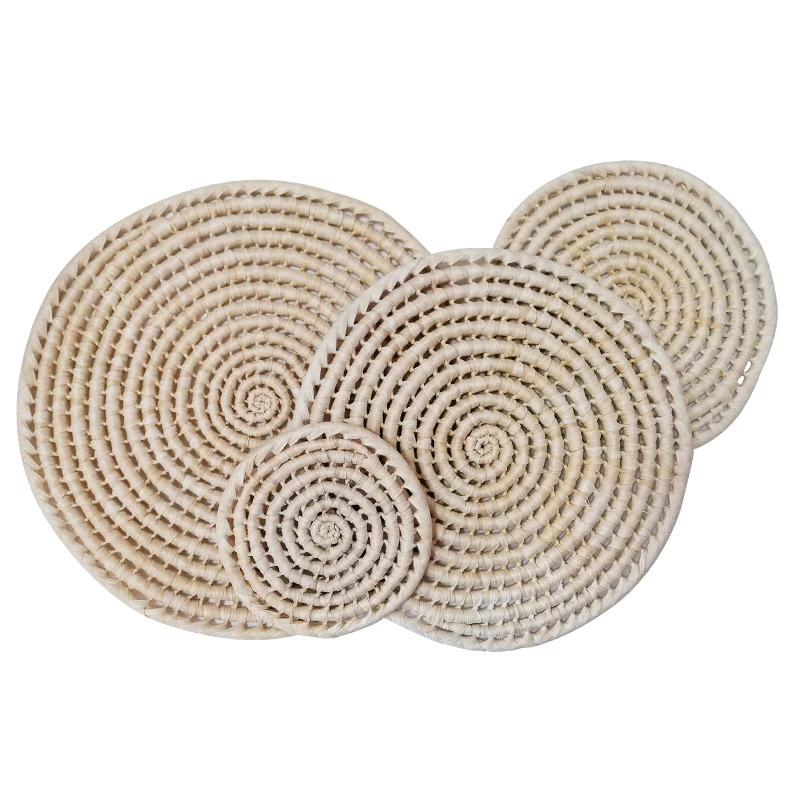 Natural Rattan Mat Braided Round Woven Straw Placemats for Dining Table